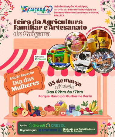 Feira da Agricultura Familiar e Artesanato de Caiçara acontece dia 5 de